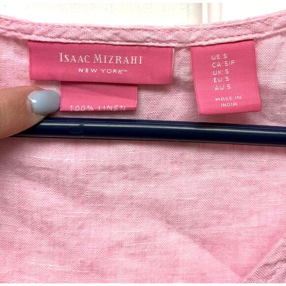 Isaac Mizrahi Linen Blouse, SLeeveless Peplum, Pink Top, Women's Size S - Picture 2 of 4